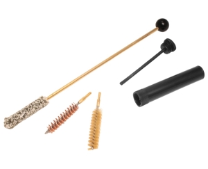 BAIEX - набор для чистки пистолетный калибр 9-357-38 мм латунный шомпол 3 ерша масленка пластиковый футляр - 1