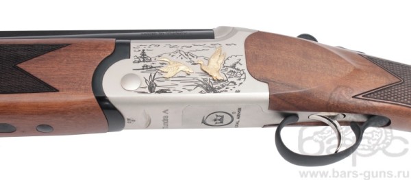 Kral Tundra A 12х76 орех 710 мм золотые утки белая ствольная коробка эжектор - гравировка  утки